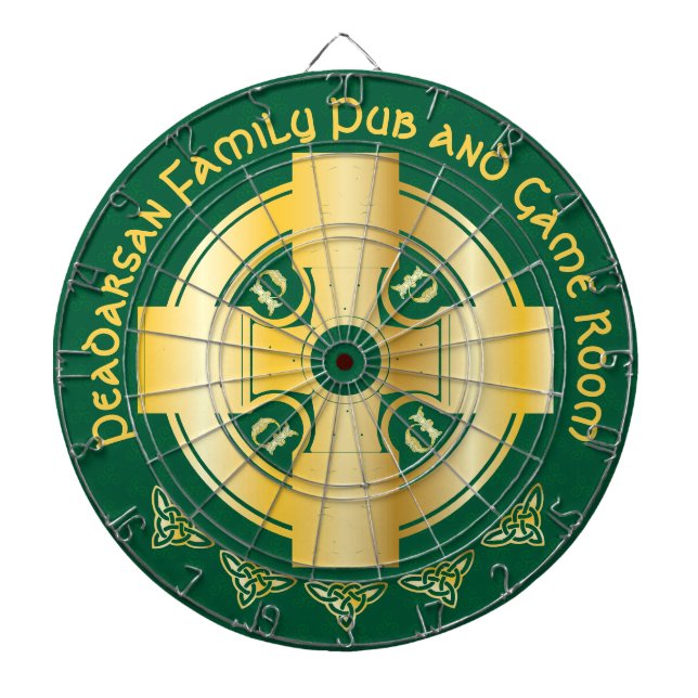 Celtic Cross and Knot Letter P Monogram and Name Dartboard (Front)