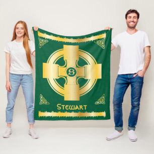 Celtic Cross and Knot Letter S Monogram and Name Fleece Blanket