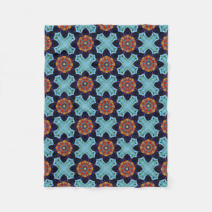 Celtic Cross Calla Kaleidoscope Orange and Blue Fleece Blanket