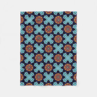 Celtic Cross Calla Kaleidoscope Orange and Blue Fleece Blanket