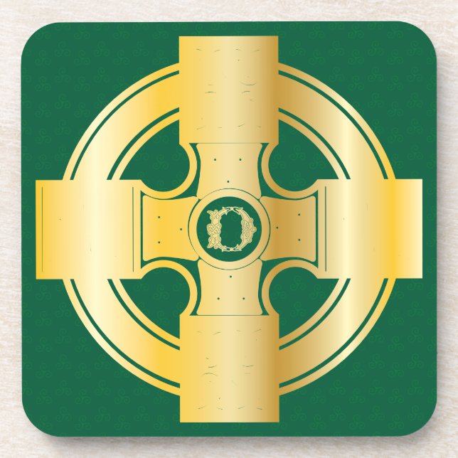 Celtic Cross Celtic Knot Letter D Monogram Coaster (Front)