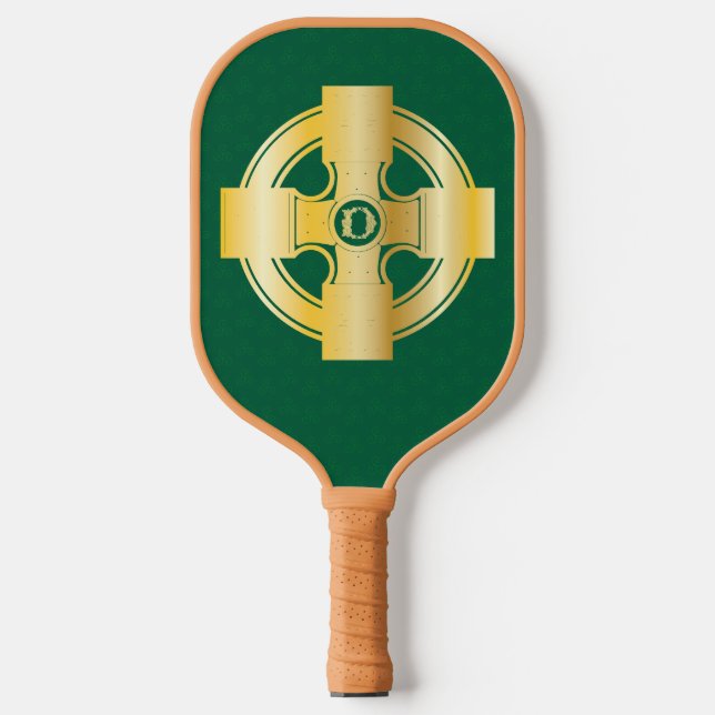 Celtic Cross Celtic Knot Letter D Monogram Pickleball Paddle (Front)
