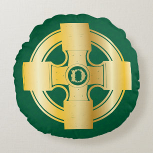 Celtic Cross Celtic Knot Letter D Monogram Round Pillow