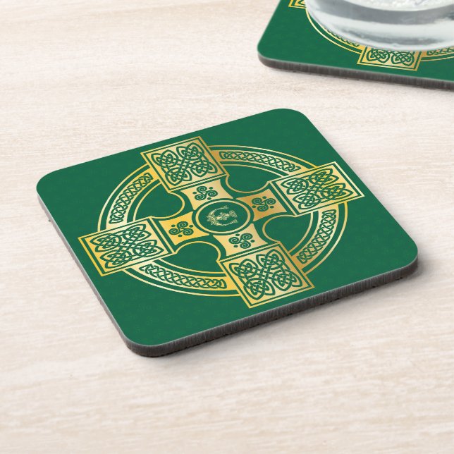 Celtic Cross Celtic Knot Letter E Monogram Coaster (Left Side)