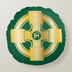 Celtic Cross Celtic Knot Letter F Monogram Round Pillow