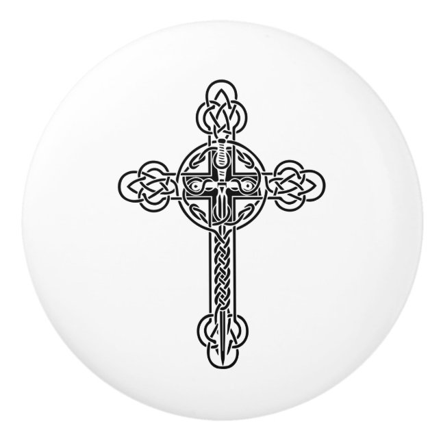 Celtic cross ceramic knob (Front)