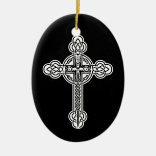 Celtic cross ceramic ornament