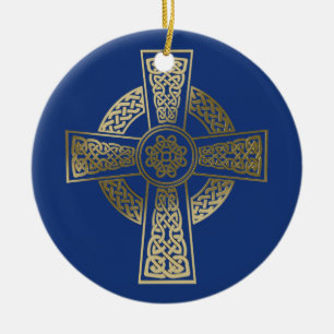 Celtic cross ceramic ornament