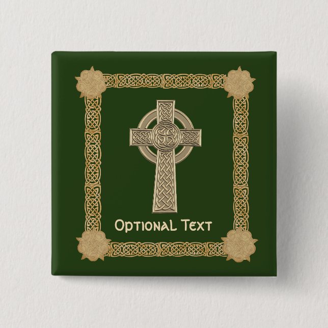 Celtic Cross Custom 2 Inch Square Button (Front)