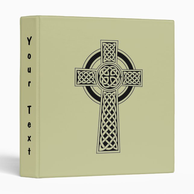 Celtic Cross Design Sage Green Classeur de scrapbo (Devant/Côté)
