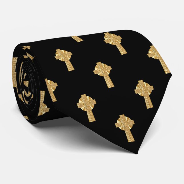 Celtic Cross Faux Gold Tie (Rolled)