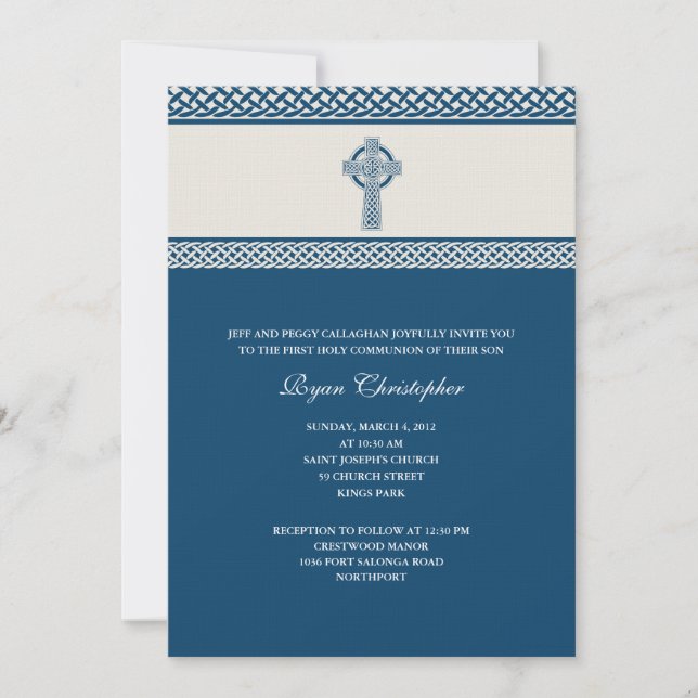 Celtic Cross First Holy Communion Invitation (Front)