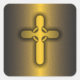 Celtic Cross (gold) Square Sticker
