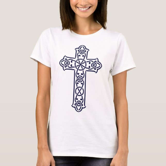 Celtic Cross Graphic Knotwork Art T-Shirt (Front)