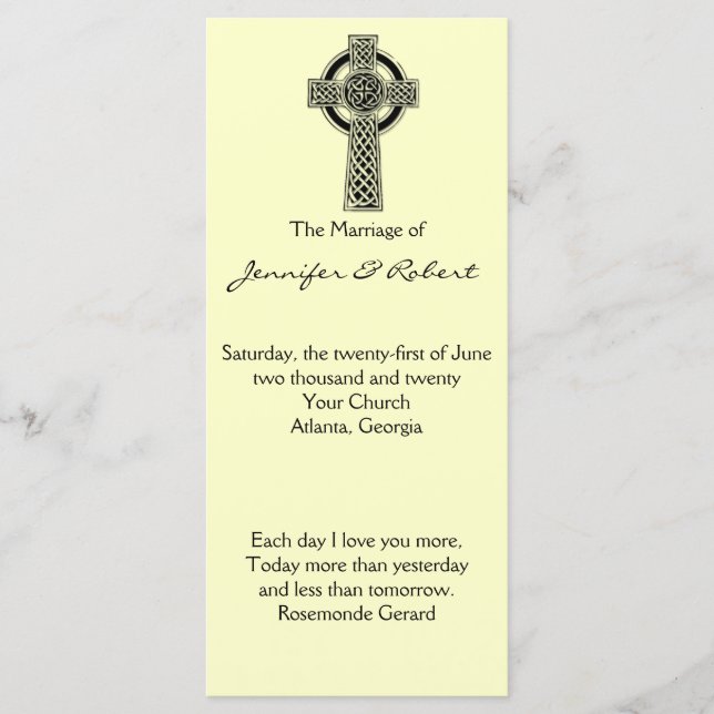 Celtic Cross in Black and Ivory Wedding Program (Front)