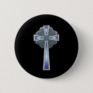 Celtic Cross in Blue - button
