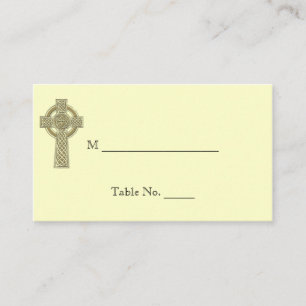 Celtic Cross in Gold Ivory Wedding Place Cards