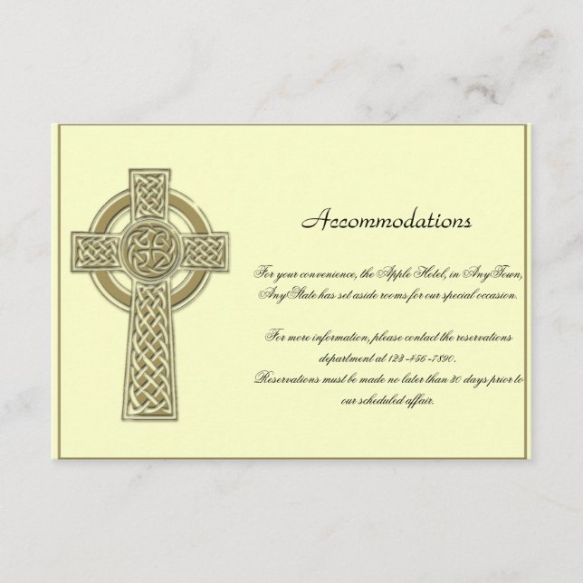 Celtic Cross in Gold Mythic Ivory Wedding Insert (Front)
