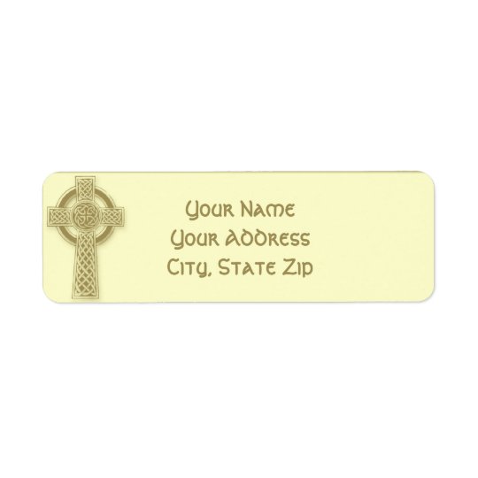 Celtic Cross in Harvest Gold and Mythic Ivory Wine Return Address Label
