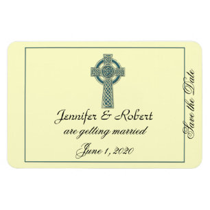 Celtic Cross in Teal and Ivory Save the Date Magnet
