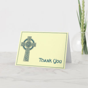 Celtic Cross in Teal and Ivory Thank You