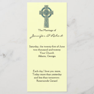 Celtic Cross in Teal and Ivory Wedding Program