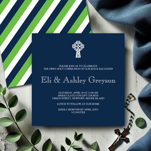 Celtic Cross Invitation - Twins First Communion (Creator Uploaded)