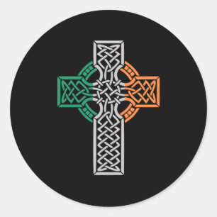 Celtic Cross Ireland Flag Classic Round Sticker