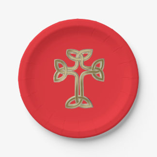 Celtic cross knot paper plate
