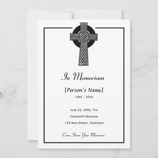 Celtic Cross Memorial Invitation (Front)