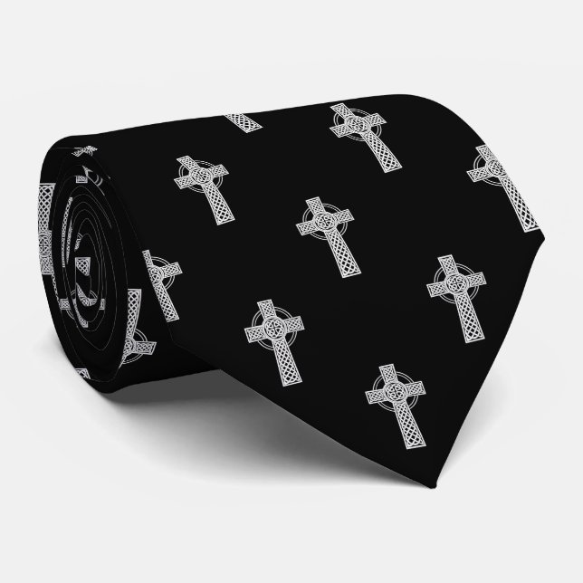 Celtic Cross Pattern Tie (Rolled)