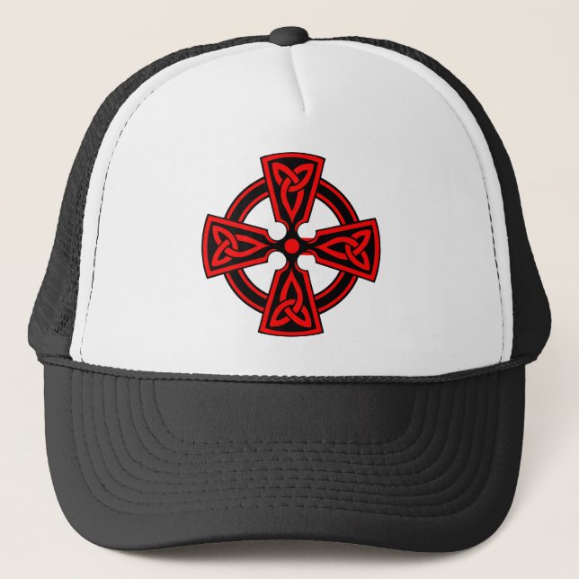 Celtic Cross (red) Trucker Hat (Front)
