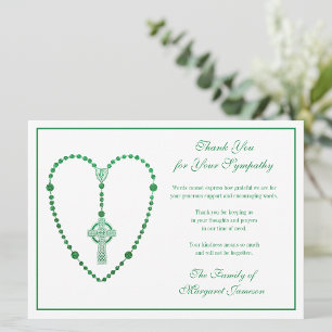 Celtic Cross Rosary Funeral Sympathy Thank You Card