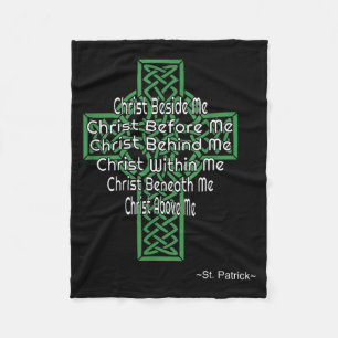 Celtic Cross Shirt St Patrick's Prayer Christian Fleece Blanket