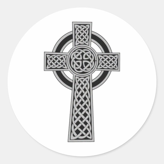 Celtic Cross - Silver Classic Round Sticker (Front)