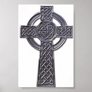 Celtic Cross - Silver Poster