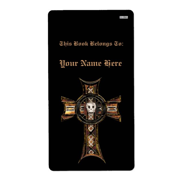 Celtic Cross & Skull (Gold) (Bookplate) (Front)