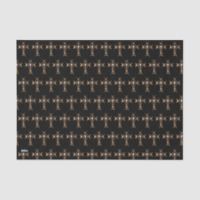 Celtic Cross & Skull (Gold) Tissue Paper (Front)