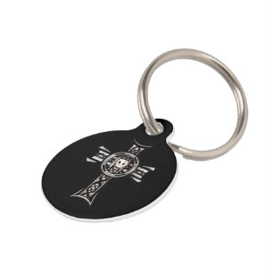 Celtic Cross & Skull (Silver) Pet Tag