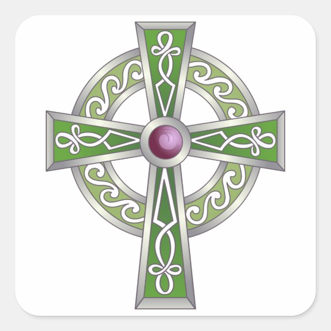 Celtic Cross Square Sticker (Front)