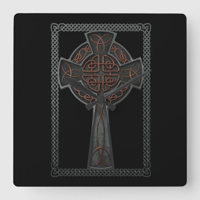 Celtic Cross Square Wall Clock (Front)