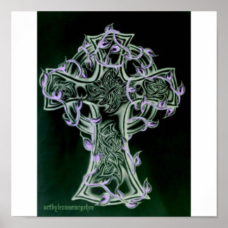 celtic cross/vine art poster
