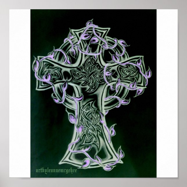 celtic cross/vine art poster (Front)