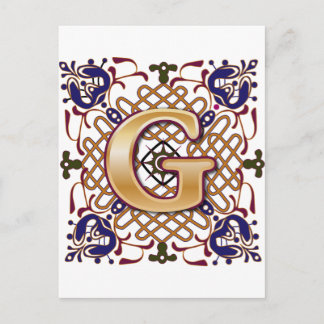 Celtic Design Letter G Postcard