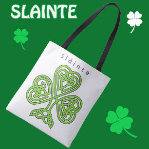 Celtic Design Shamrock St. Patrick's Day Slainte T Tote Bag