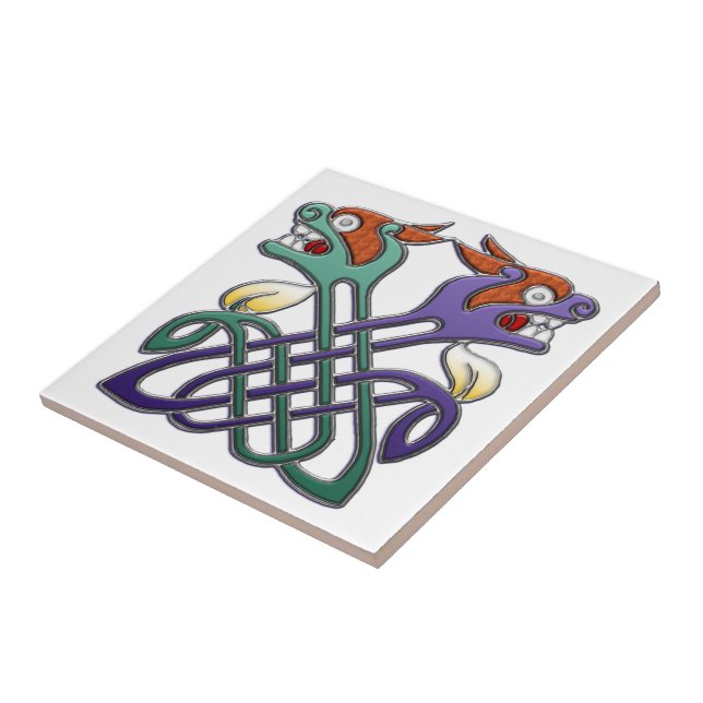 Celtic Design Split Heads Tile (Side)