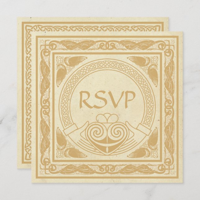 Celtic Design With Claddagh Wedding RSVP Invitation (Front/Back)