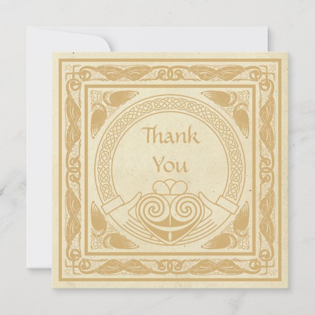 Celtic Design With Claddagh Wedding Thank You Card (Front)