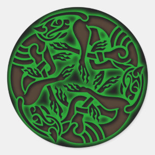 Celtic Dog Chase Classic Round Sticker