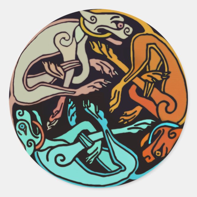 Celtic Dogs Classic Round Sticker (Front)
